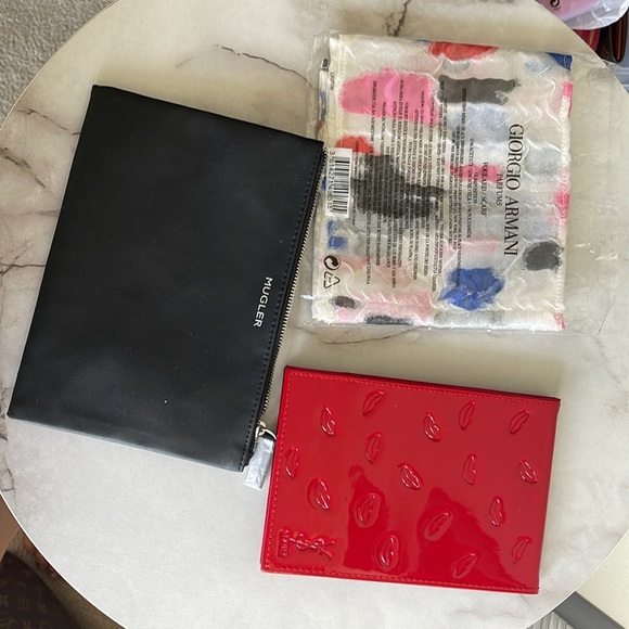Yves Saint Laurent Accessories - Bundle cosmetics pouch, YSL mirror and GA scarf